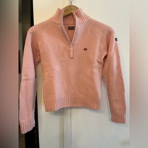 napapijri Kids Xs 100% Wool Pink 1/4 Zip High Neck Sweater Xs Excellent
